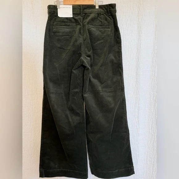LOFT Wide Leg Corduroy Pants Dark Green Size 6 NWT - Picture 4 of 8